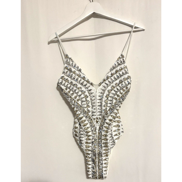 Sloane Sequin Plunge One-Piece Swimsuit - Picture 3 of 7